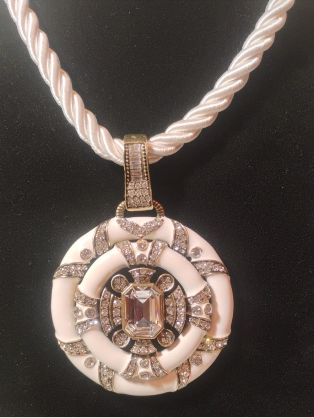 Heidi Daus RARE Newport Chic Grande White Enamel Necklace Earrings Watch Set Lot